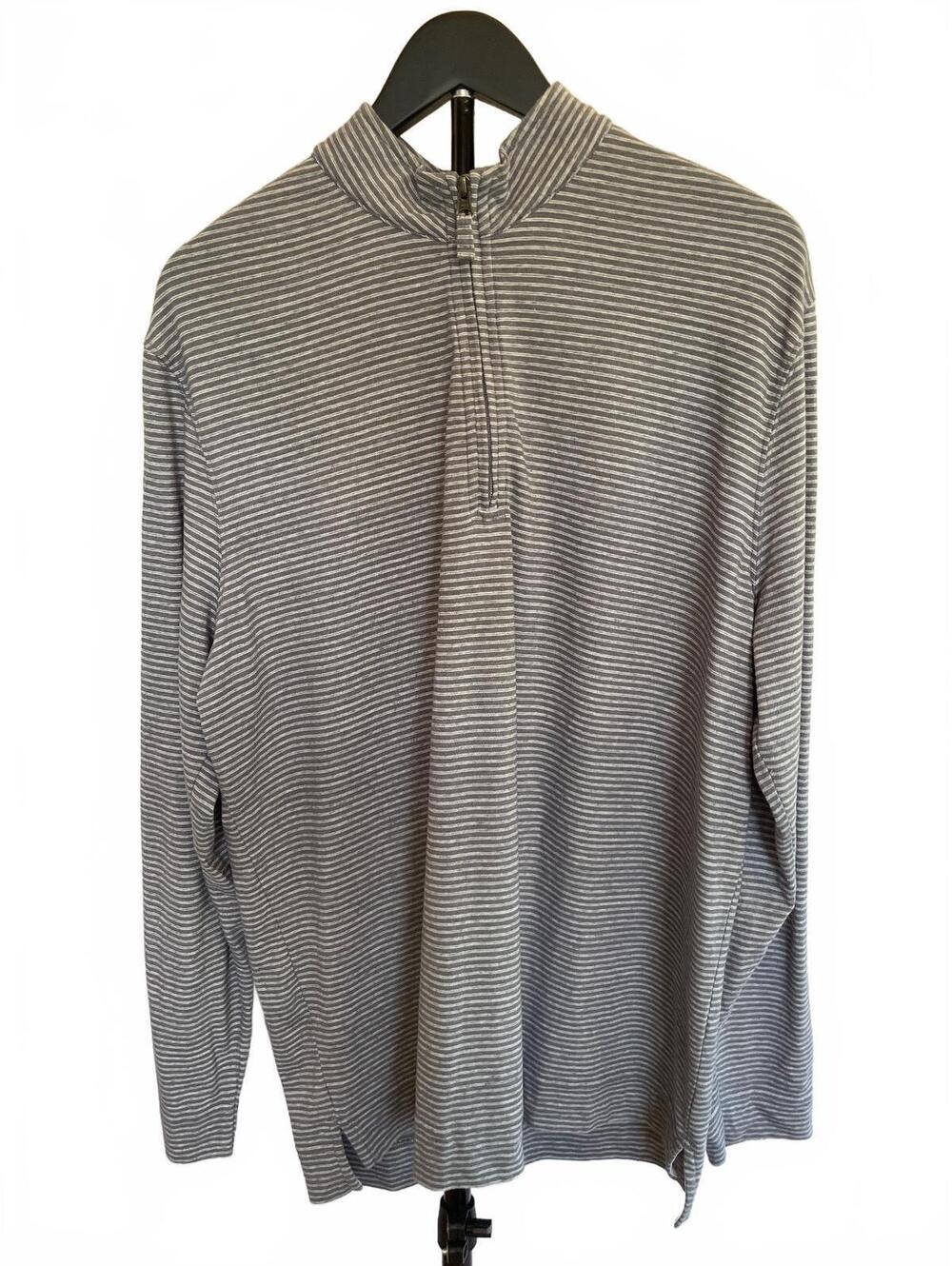 Johnnie-O Hangin' Out Blue Gray Striped Quarter Zip Pullover Men's XL